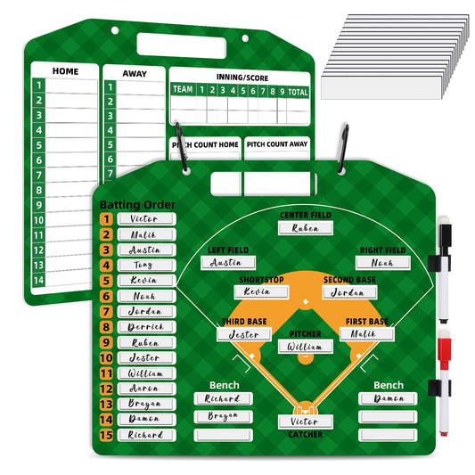Baseball Lineup Board For DugoutDry Erase Baseball Clipboard For Coachesmagnetic Baseball Lineup BoardDouble Sided Baseball Scoreboard30Pcs Lineup Cards2 Pen&Snap Hooksline Up Cards Baseball
