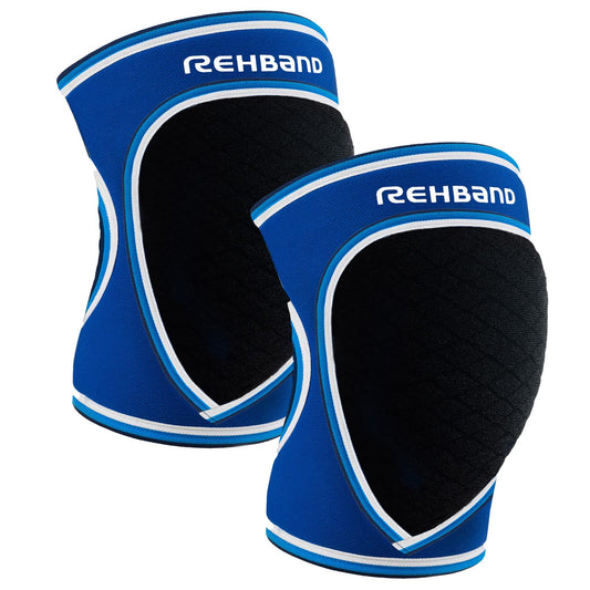 Rehband Knee Pads for Volleyball Handball & Indoor Sports Neoprene Knee Sleeve Protector Comfortable & Snug Fit Shock-absorbing Sports Knee Pads Unisex Colour:Blue - 1 Pair Size:Large