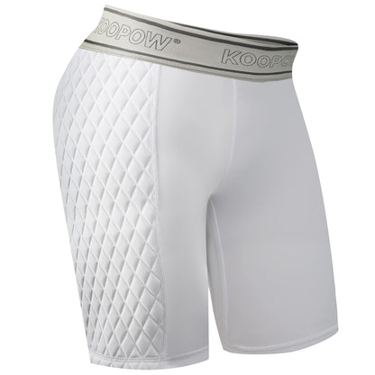 KOOPOW Womens Sliding Shorts Softball Sliding Pads Compression Padded Slider Shorts (Medium White)