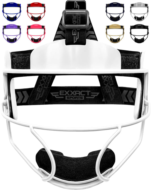Exxact Sports Softball Face Mask Girls Youth & Adult Protective Lightweight Fielders Mask Softball Youth for Enhanced Performance (White Adult)