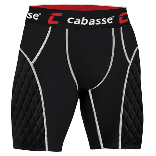 Cabasse Adult Elite Padded Sliding Shorts w/Cup Pocket Mens Slider Shorts for Baseball & Football (Black White Red Small)