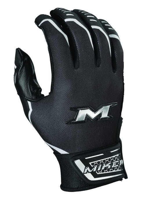 Miken | PRO Slowpitch Softball Batting Gloves | Adult Large | Black
