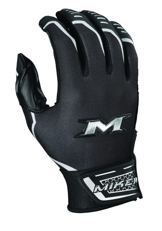 Miken | PRO Slowpitch Softball Batting Gloves | Adult Large | Black